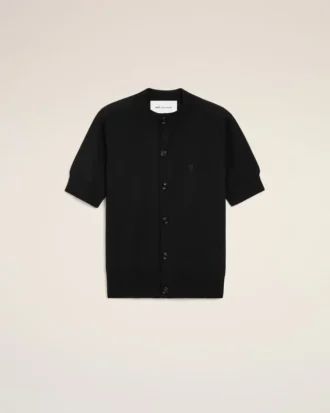 Black Wool Short Sleeves Ami De Coeur Cardigan