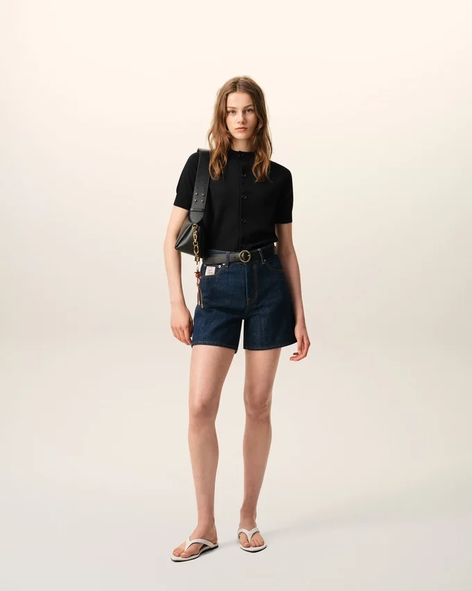 Black Wool Short Sleeves Ami De Coeur Cardigan Black Wool Short Sleeves Ami De Coeur Cardigan