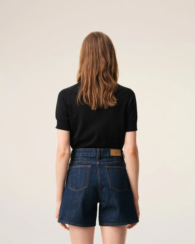 Black Wool Short Sleeves Ami De Coeur Cardigan Black Wool Short Sleeves Ami De Coeur Cardigan