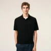 Black Wool Short Sleeves Ami De Coeur Polo Black Wool Short Sleeves Ami De Coeur Polo