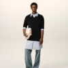 Black Wool Short Sleeves V Neck Sweater Black Wool Short Sleeves V Neck Sweater