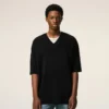 Black Wool Short Sleeves V Neck Sweater Black Wool Short Sleeves V Neck Sweater