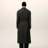 Black Wool Smocking Double Breasted Long Coat Black Wool Smocking Double Breasted Long Coat