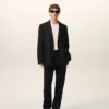 Black Wool Straight Trousers Black Wool Straight Trousers