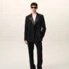 Black Wool Straight Trousers Black Wool Straight Trousers