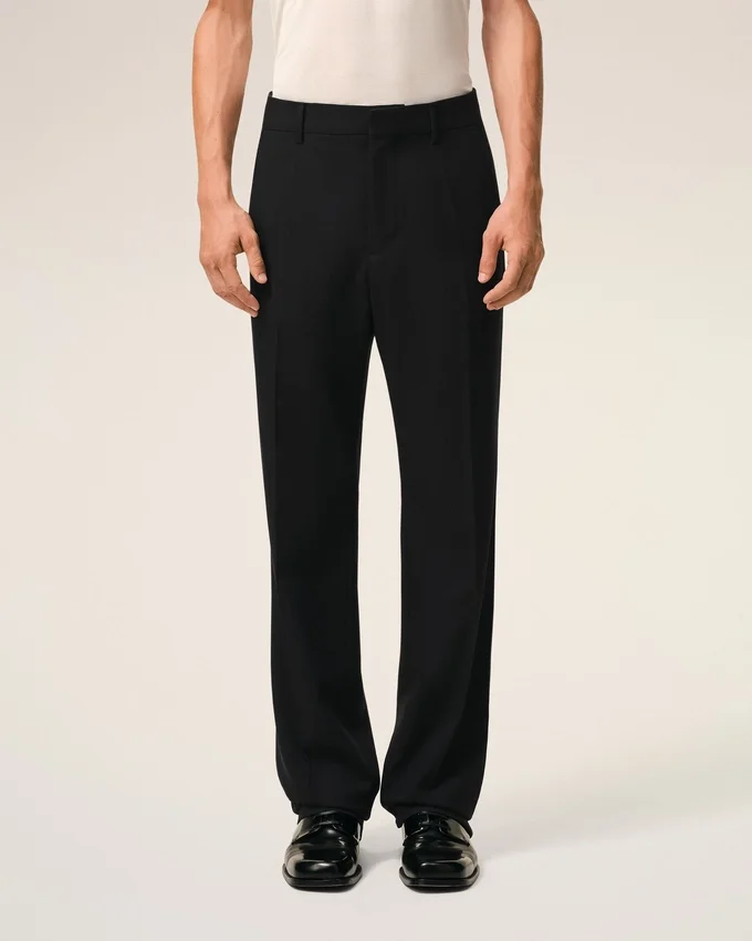 Black Wool Straight Trousers Black Wool Straight Trousers