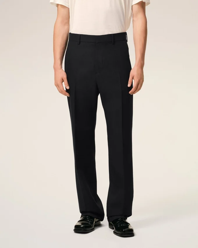 Black Wool Straight Trousers Black Wool Straight Trousers