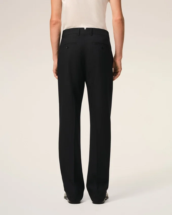 Black Wool Straight Trousers Black Wool Straight Trousers