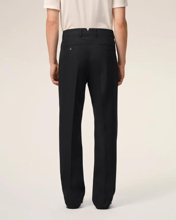 Black Wool Straight Trousers Black Wool Straight Trousers