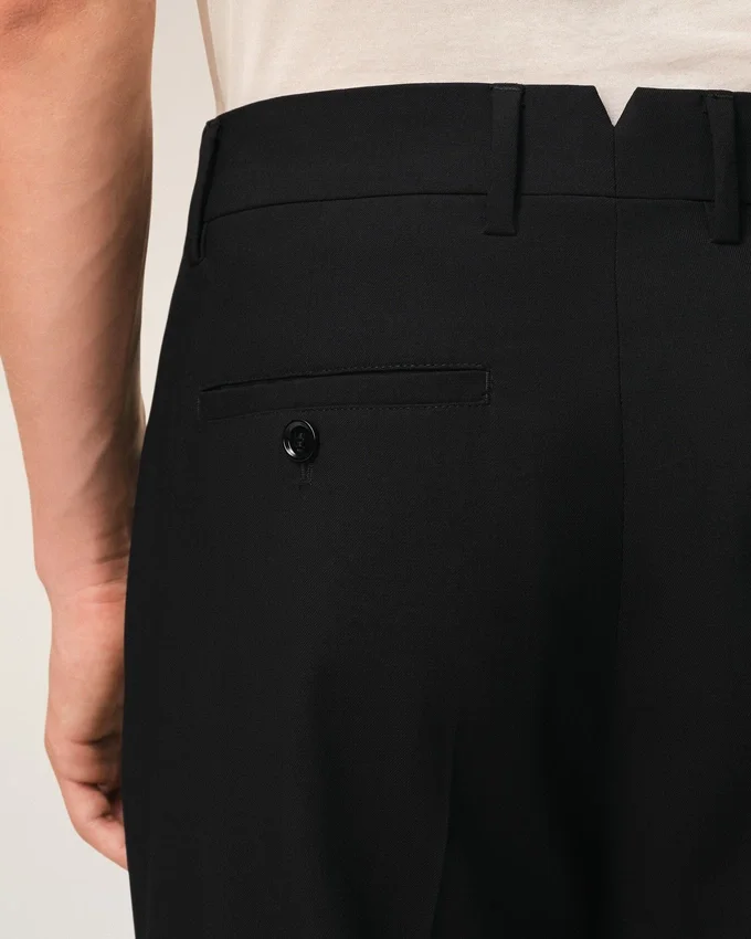 Black Wool Straight Trousers Black Wool Straight Trousers