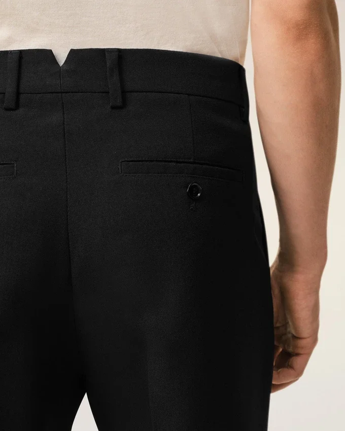 Black Wool Straight Trousers Black Wool Straight Trousers