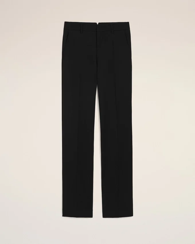 Black Wool Straight Trousers Black Wool Straight Trousers