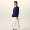 Bleu Thin Wool Crewneck Ami De Coeur Sweater Bleu Thin Wool Crewneck Ami De Coeur Sweater