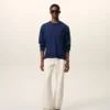 Bleu Thin Wool Crewneck Ami De Coeur Sweater Bleu Thin Wool Crewneck Ami De Coeur Sweater