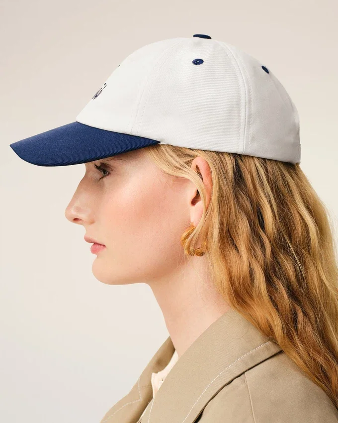 Blue and White Bicolor Cotton Ami Paris Cap Blue and White Bicolor Cotton Ami Paris Cap