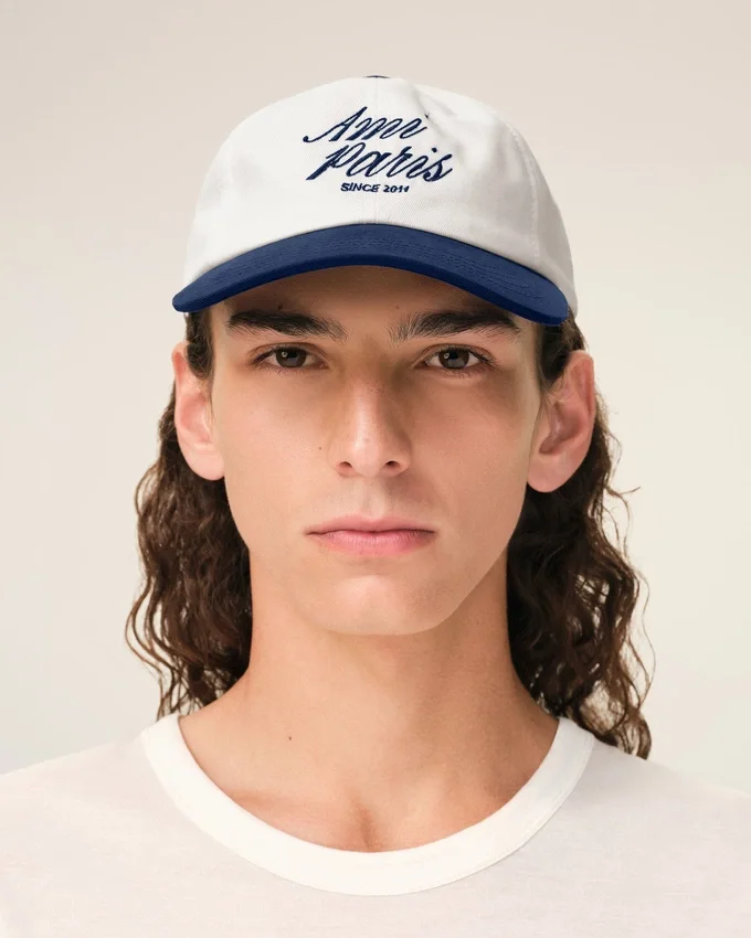 Blue and White Bicolor Cotton Ami Paris Cap Blue and White Bicolor Cotton Ami Paris Cap