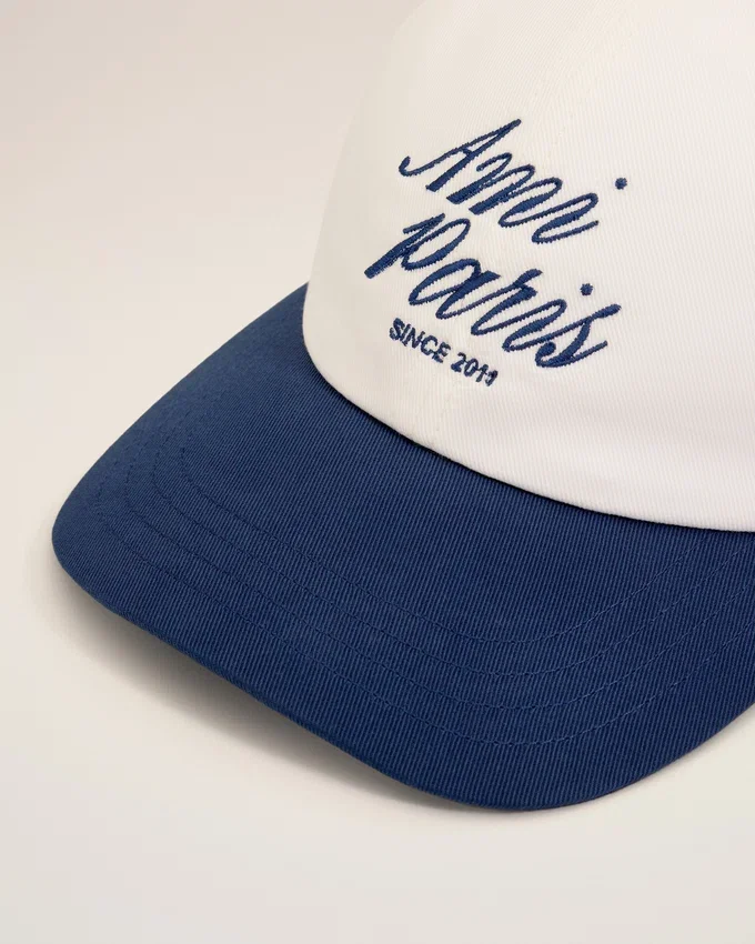 Blue and White Bicolor Cotton Ami Paris Cap Blue and White Bicolor Cotton Ami Paris Cap