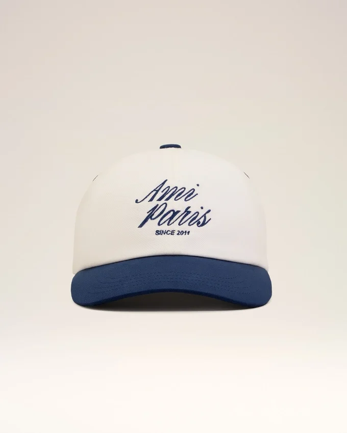 Blue and White Bicolor Cotton Ami Paris Cap Blue and White Bicolor Cotton Ami Paris Cap