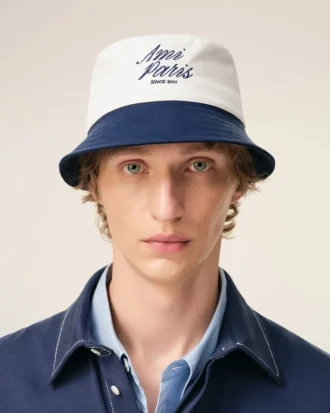 Blue and White Cotton Ami Paris Hat