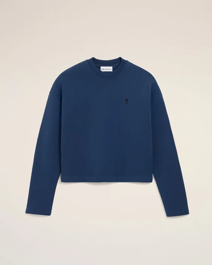 Blue Cotton Ami De Coeur Cropped Sweatshirt Blue Cotton Ami De Coeur Cropped Sweatshirt