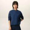 Blue Cotton Ami De Coeur Cropped Sweatshirt Blue Cotton Ami De Coeur Cropped Sweatshirt