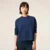 Blue Cotton Ami De Coeur Cropped Sweatshirt Blue Cotton Ami De Coeur Cropped Sweatshirt