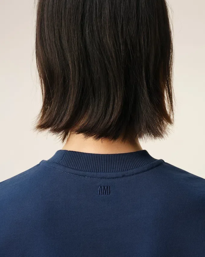 Blue Cotton Ami De Coeur Cropped Sweatshirt Blue Cotton Ami De Coeur Cropped Sweatshirt