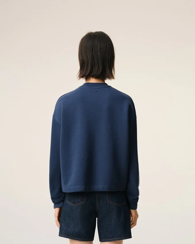 Blue Cotton Ami De Coeur Cropped Sweatshirt Blue Cotton Ami De Coeur Cropped Sweatshirt