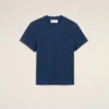 Blue Cotton Ami De Coeur Cropped T-Shirt
