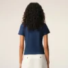 Blue Cotton Ami De Coeur Cropped T-Shirt