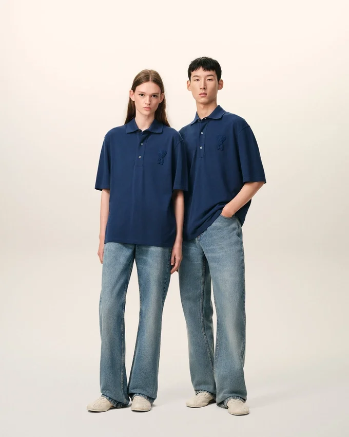 Blue Cotton Ami De Coeur Knitted Patch Polo Blue Cotton Ami De Coeur Knitted Patch Polo