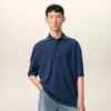 Blue Cotton Ami De Coeur Knitted Patch Polo Blue Cotton Ami De Coeur Knitted Patch Polo