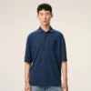Blue Cotton Ami De Coeur Knitted Patch Polo Blue Cotton Ami De Coeur Knitted Patch Polo