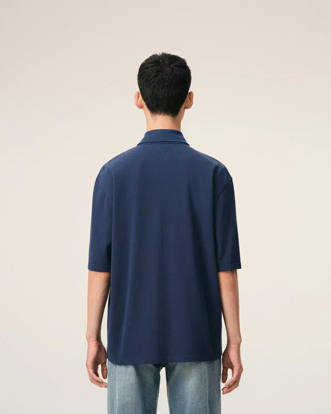 Blue Cotton Ami De Coeur Knitted Patch Polo Blue Cotton Ami De Coeur Knitted Patch Polo