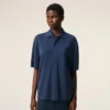 Blue Cotton Ami De Coeur Knitted Patch Polo Blue Cotton Ami De Coeur Knitted Patch Polo