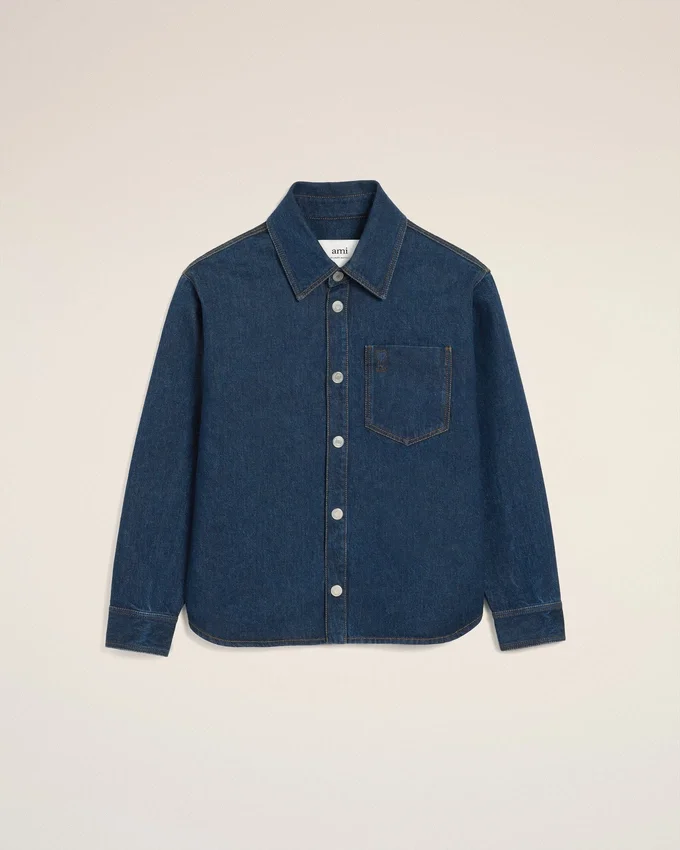 Blue Cotton Ami De Coeur Overshirt Blue Cotton Ami De Coeur Overshirt