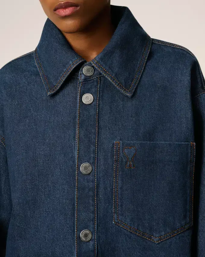 Blue Cotton Ami De Coeur Overshirt Blue Cotton Ami De Coeur Overshirt