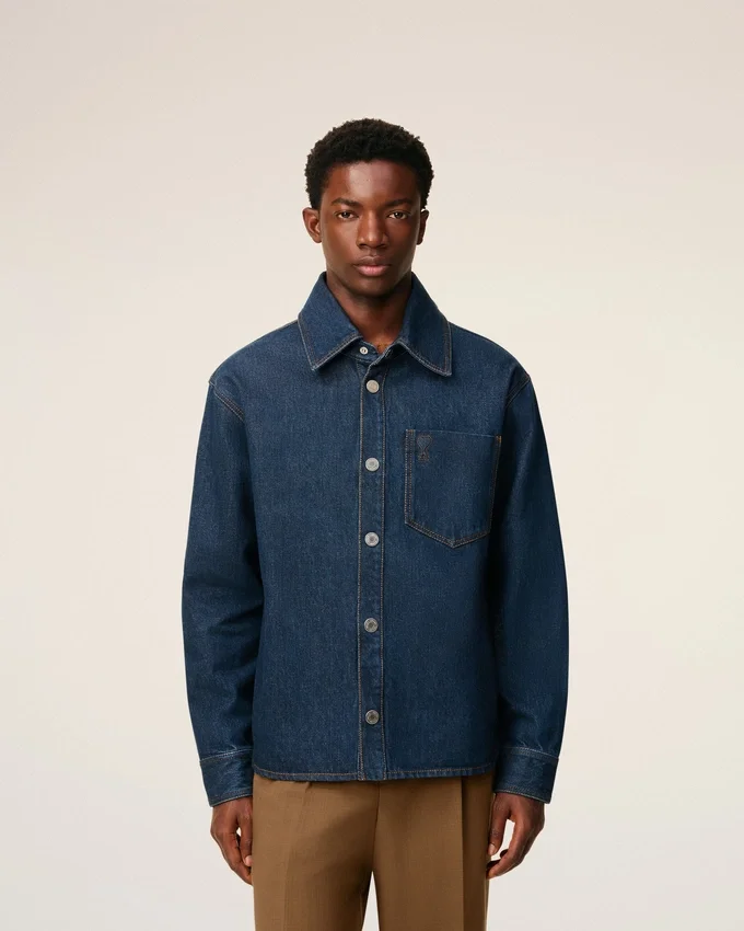 Blue Cotton Ami De Coeur Overshirt Blue Cotton Ami De Coeur Overshirt