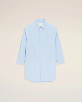 Blue Cotton Ami De Coeur Wide Shirt Dress