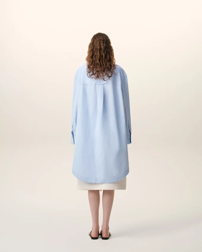 Blue Cotton Ami De Coeur Wide Shirt Dress Blue Cotton Ami De Coeur Wide Shirt Dress