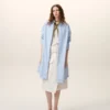 Blue Cotton Ami De Coeur Wide Shirt Dress Blue Cotton Ami De Coeur Wide Shirt Dress
