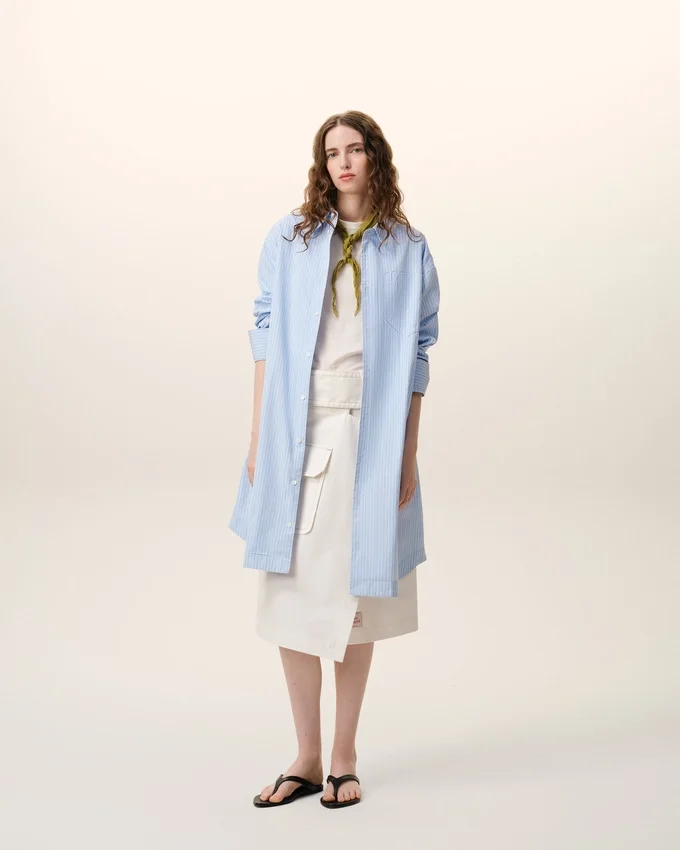 Blue Cotton Ami De Coeur Wide Shirt Dress Blue Cotton Ami De Coeur Wide Shirt Dress