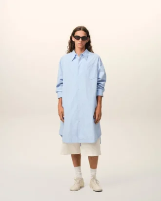 Blue Cotton Ami De Coeur Wide Shirt Dress