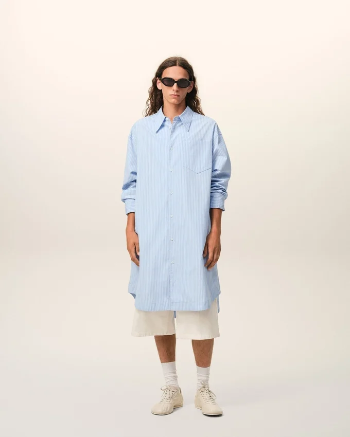 Blue Cotton Ami De Coeur Wide Shirt Dress Blue Cotton Ami De Coeur Wide Shirt Dress