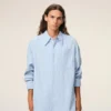 Blue Cotton Ami De Coeur Wide Shirt Dress Blue Cotton Ami De Coeur Wide Shirt Dress