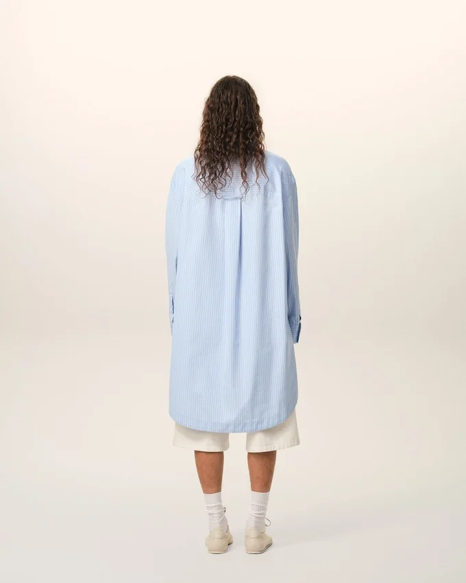 Blue Cotton Ami De Coeur Wide Shirt Dress Blue Cotton Ami De Coeur Wide Shirt Dress