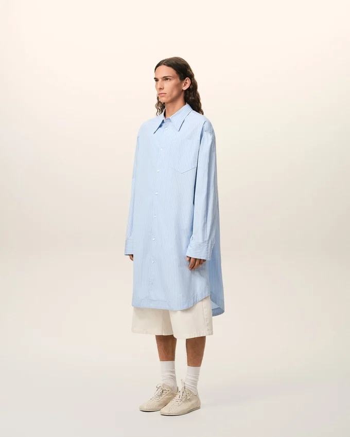 Blue Cotton Ami De Coeur Wide Shirt Dress Blue Cotton Ami De Coeur Wide Shirt Dress