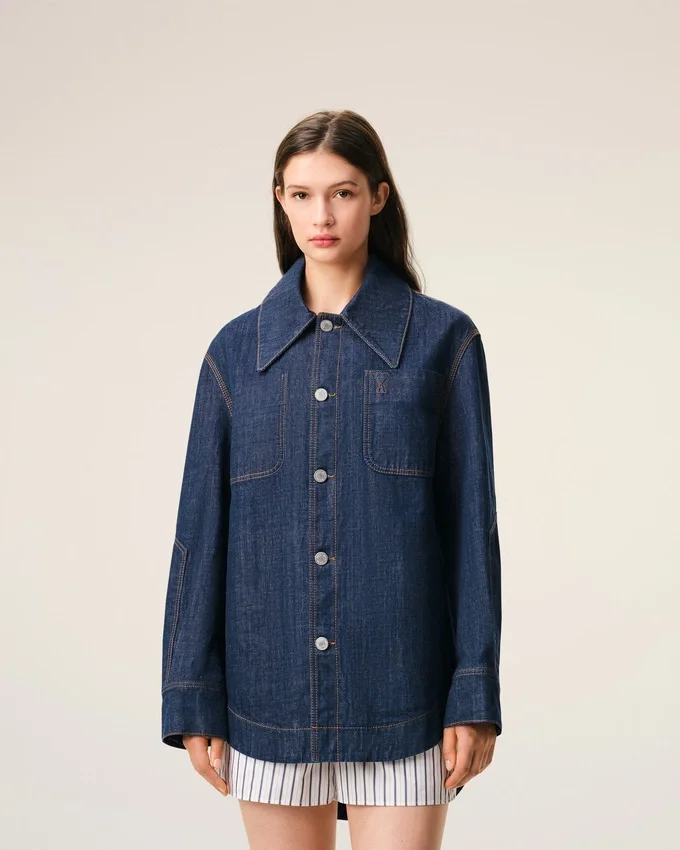 Blue Cotton Ami De Coeur Worker Overshirt Blue Cotton Ami De Coeur Worker Overshirt
