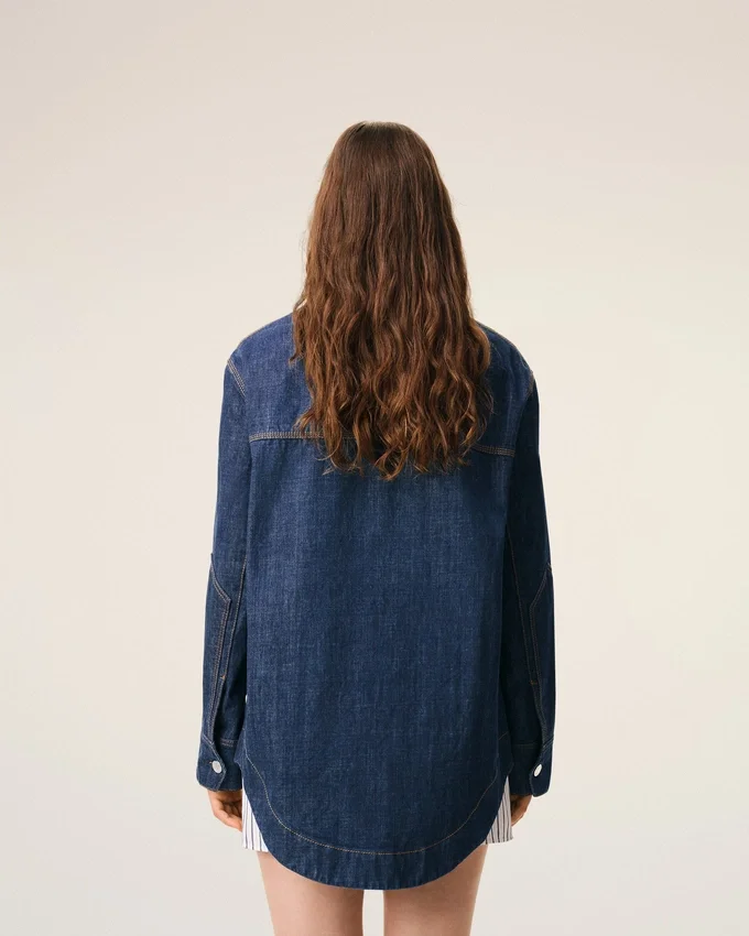 Blue Cotton Ami De Coeur Worker Overshirt Blue Cotton Ami De Coeur Worker Overshirt