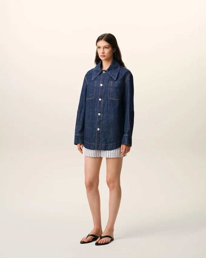 Blue Cotton Ami De Coeur Worker Overshirt Blue Cotton Ami De Coeur Worker Overshirt